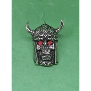 Retro Tribal Warrior Skull Men Biker Ring Bull Horn Helmet Stainless Steel 9.5